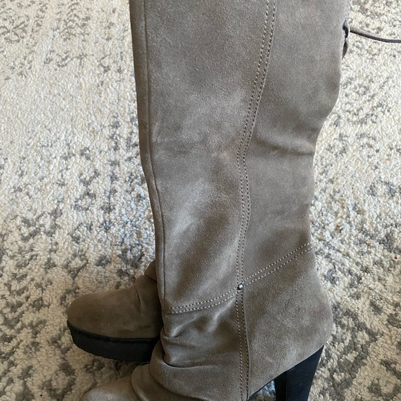 Abroad Gray Suede Heeled Boots - Picture 9 of 9